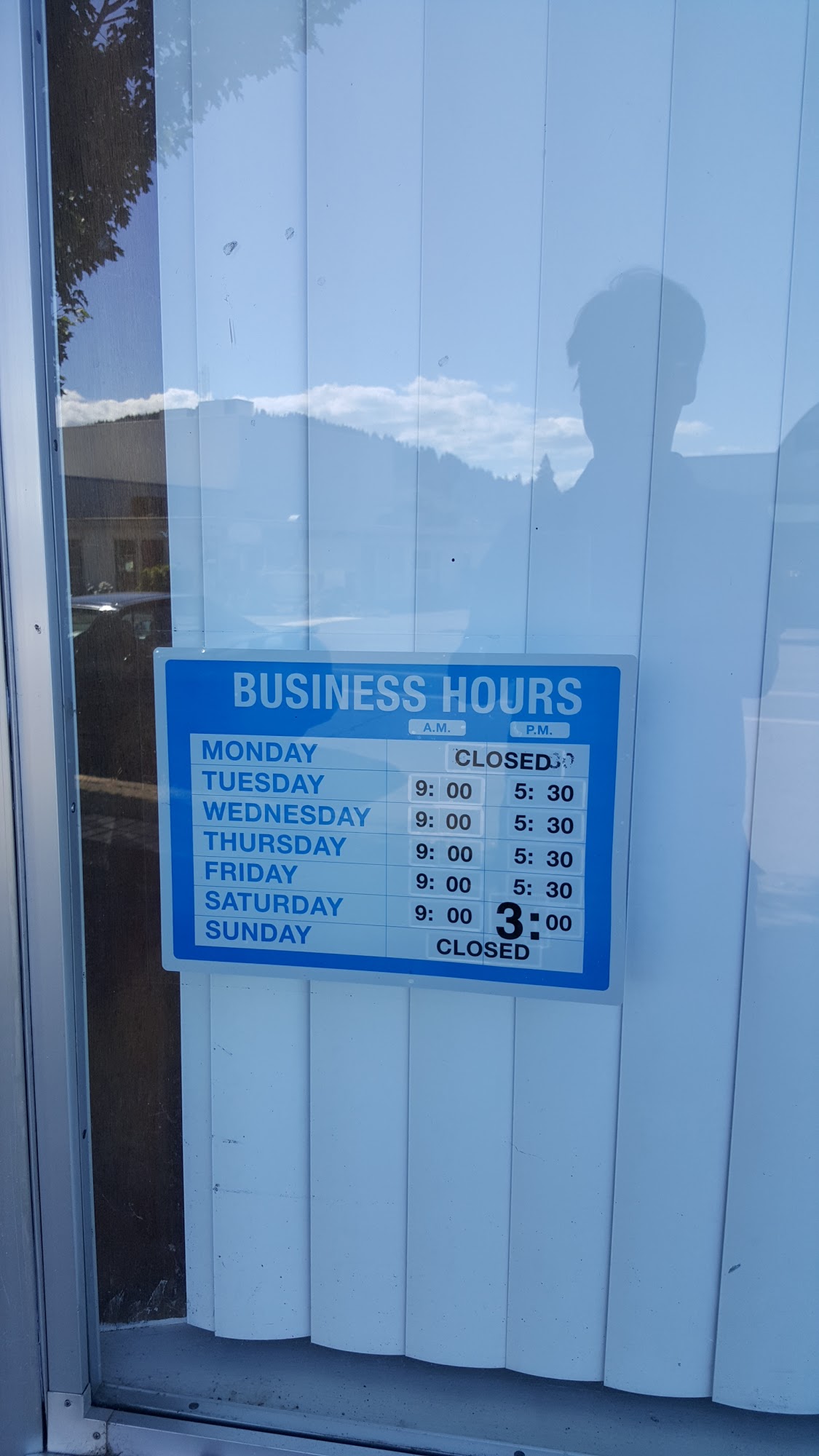 Shop's posted weekly opening hours